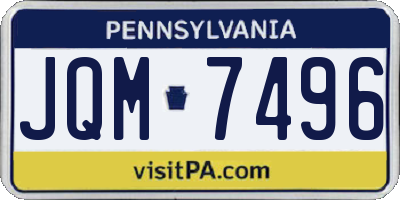 PA license plate JQM7496