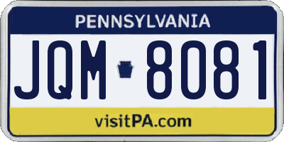 PA license plate JQM8081