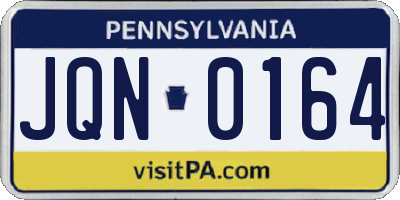 PA license plate JQN0164