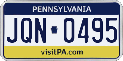 PA license plate JQN0495