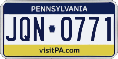 PA license plate JQN0771