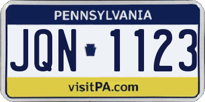 PA license plate JQN1123