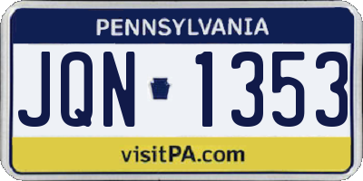 PA license plate JQN1353