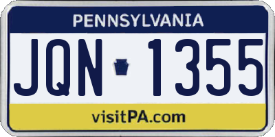 PA license plate JQN1355