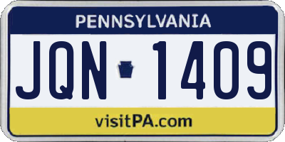 PA license plate JQN1409