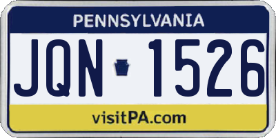 PA license plate JQN1526