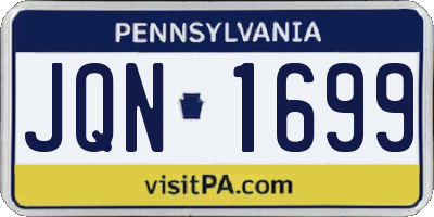 PA license plate JQN1699