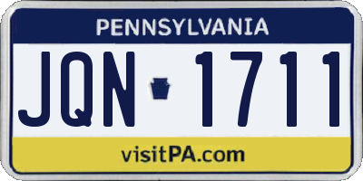 PA license plate JQN1711