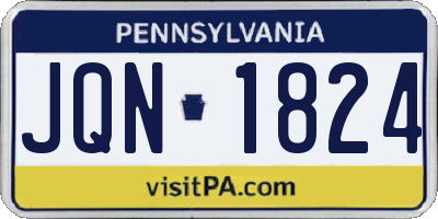 PA license plate JQN1824