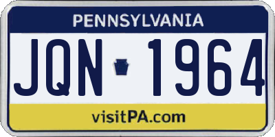 PA license plate JQN1964