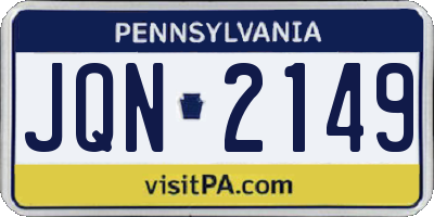 PA license plate JQN2149