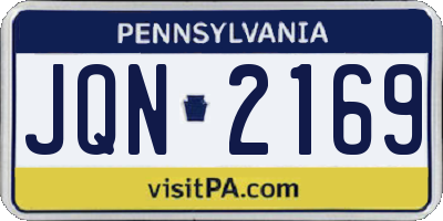 PA license plate JQN2169