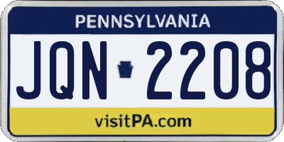 PA license plate JQN2208