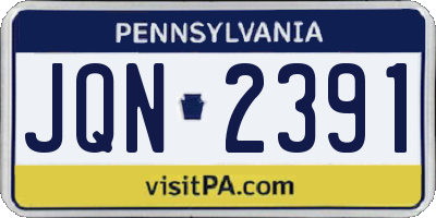 PA license plate JQN2391