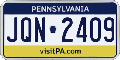 PA license plate JQN2409