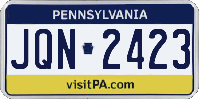 PA license plate JQN2423