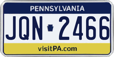 PA license plate JQN2466