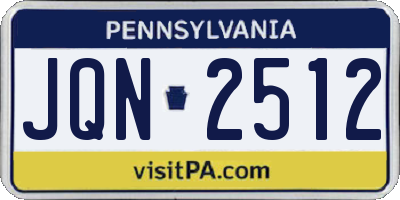 PA license plate JQN2512