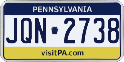 PA license plate JQN2738