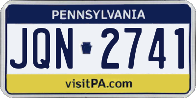 PA license plate JQN2741