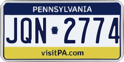 PA license plate JQN2774