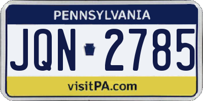 PA license plate JQN2785