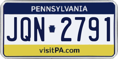 PA license plate JQN2791