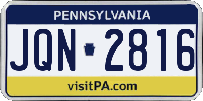 PA license plate JQN2816