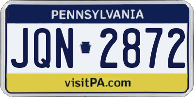 PA license plate JQN2872