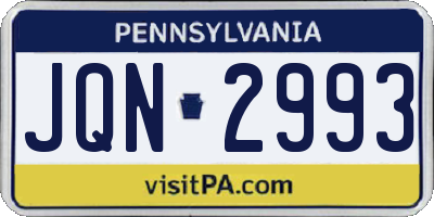 PA license plate JQN2993