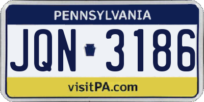 PA license plate JQN3186