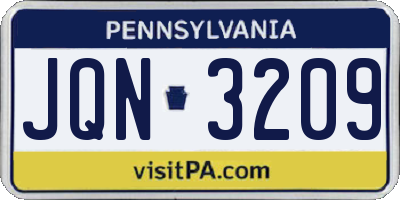 PA license plate JQN3209