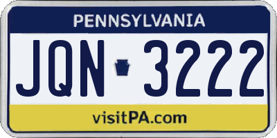 PA license plate JQN3222