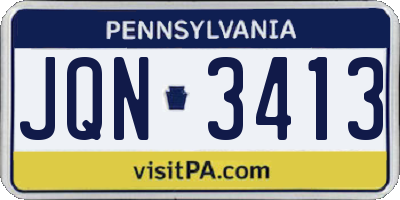 PA license plate JQN3413