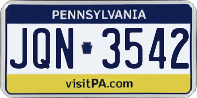 PA license plate JQN3542