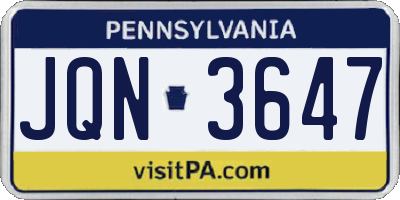 PA license plate JQN3647