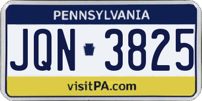 PA license plate JQN3825