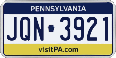 PA license plate JQN3921