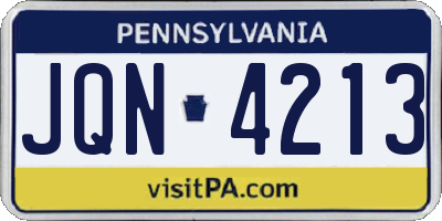 PA license plate JQN4213