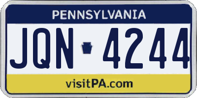 PA license plate JQN4244