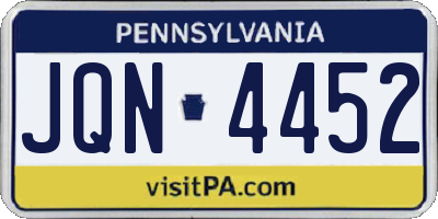 PA license plate JQN4452
