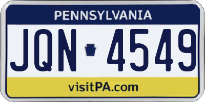 PA license plate JQN4549