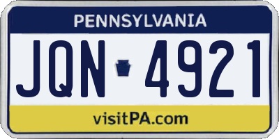 PA license plate JQN4921