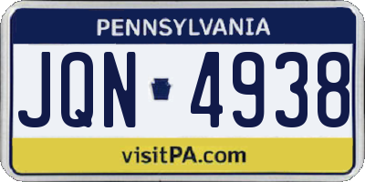 PA license plate JQN4938