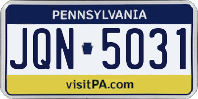 PA license plate JQN5031