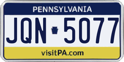 PA license plate JQN5077