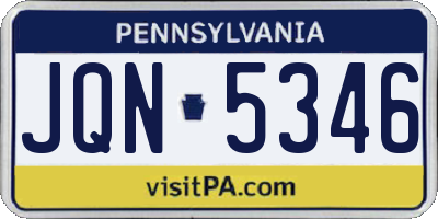PA license plate JQN5346