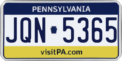 PA license plate JQN5365