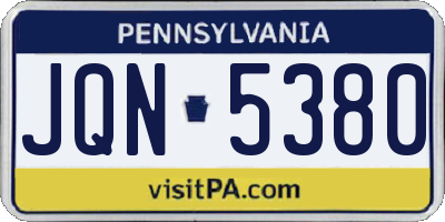 PA license plate JQN5380