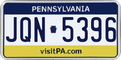 PA license plate JQN5396